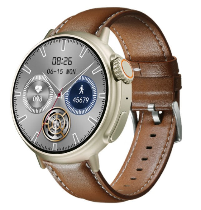 MT30 Smart Watch Ultra Long Range Waterproof - Silver-Brown Skin_0